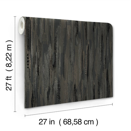 Ronald Redding VR1523 Tribeca Charcoal Texture Stripe Wallpaper