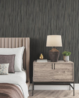 Ronald Redding VR1523 Tribeca Charcoal Texture Stripe Wallpaper