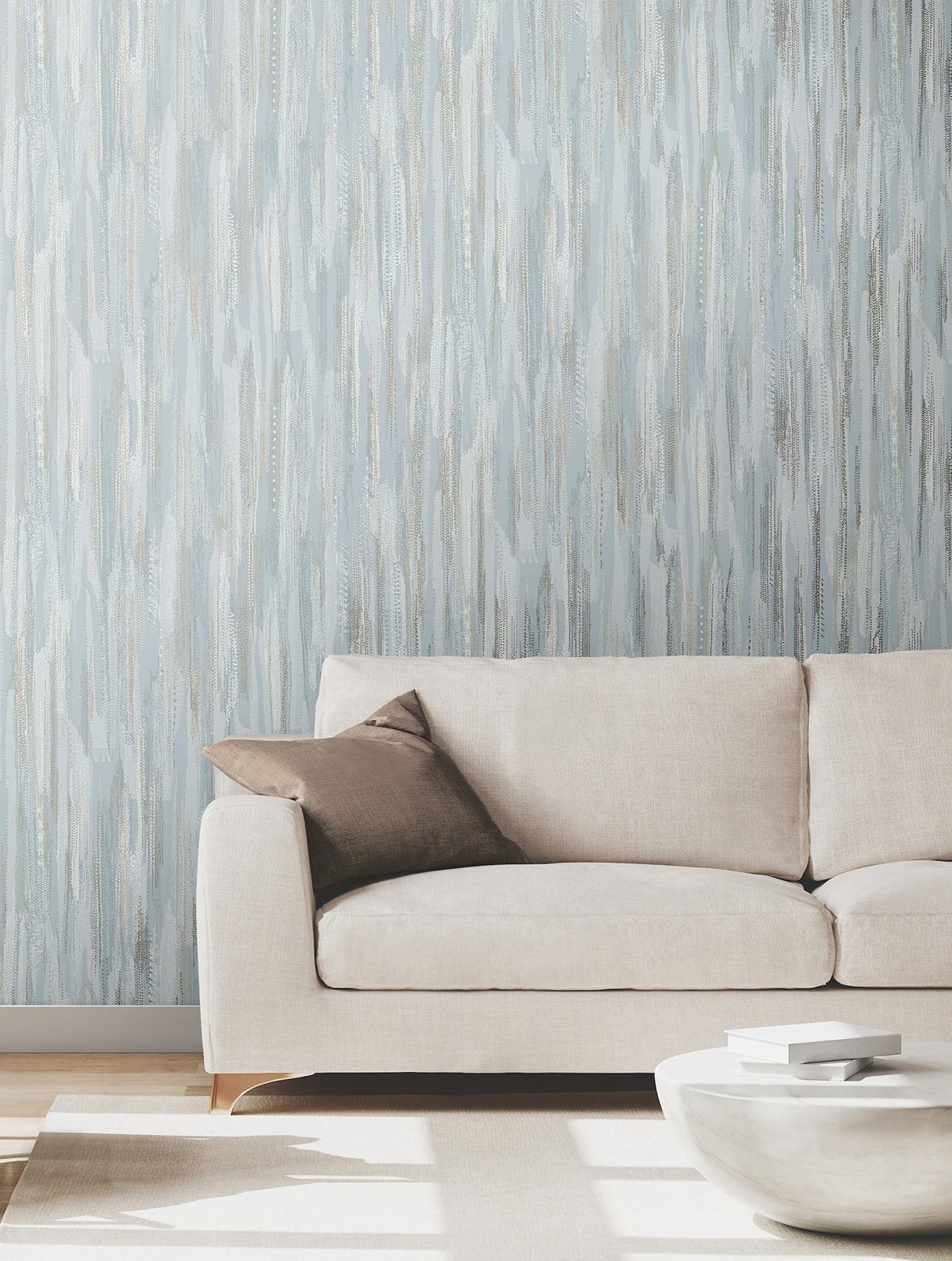 Ronald Redding VR1524 Tribeca Light Blue Texture Stripe Wallpaper