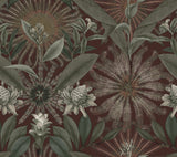 Ronald Redding VR1528 Enchanted Garden Maroon Tropical Wallpaper