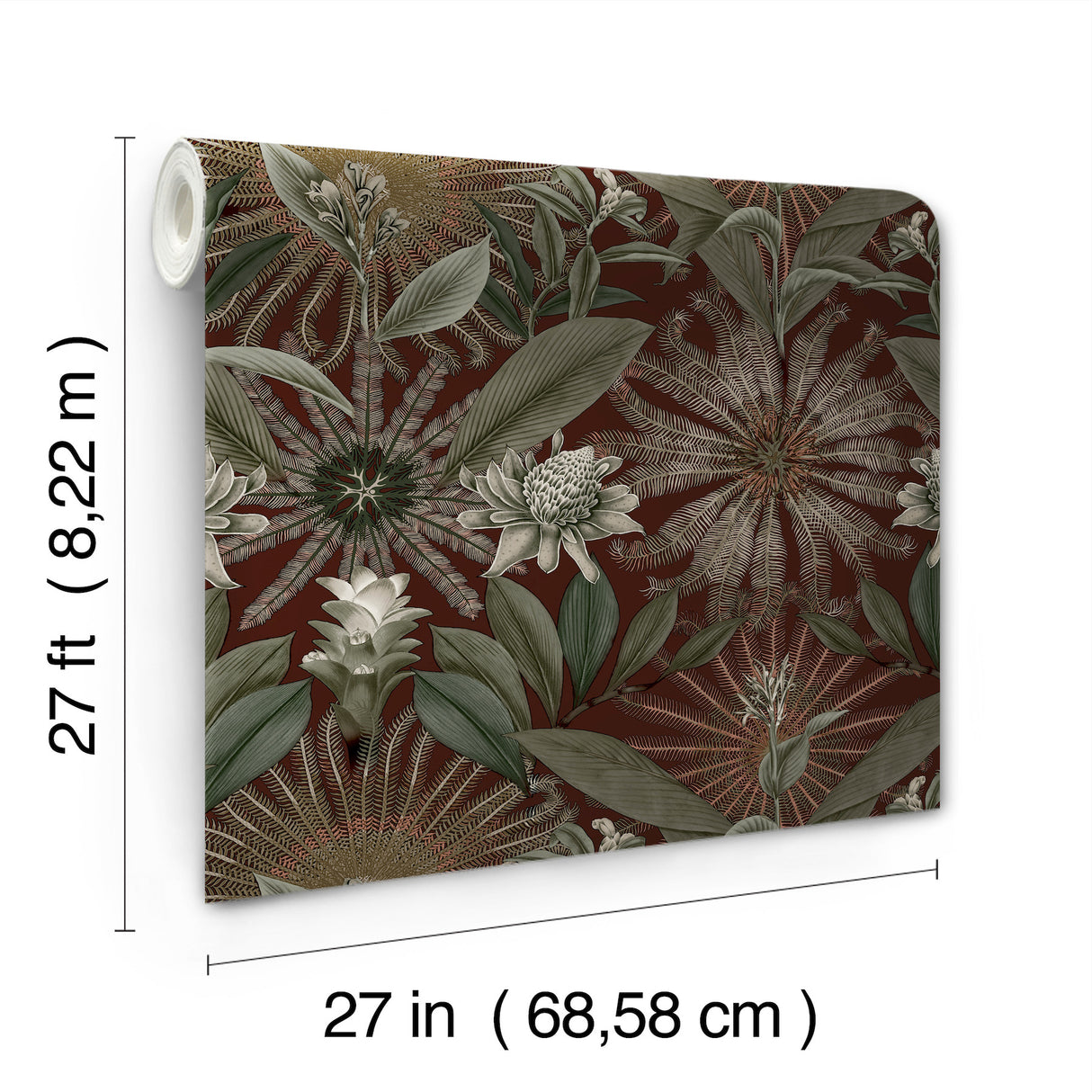 Ronald Redding VR1528 Enchanted Garden Maroon Tropical Wallpaper