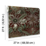 Ronald Redding VR1528 Enchanted Garden Maroon Tropical Wallpaper