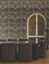 Ronald Redding VR1528 Enchanted Garden Maroon Tropical Wallpaper
