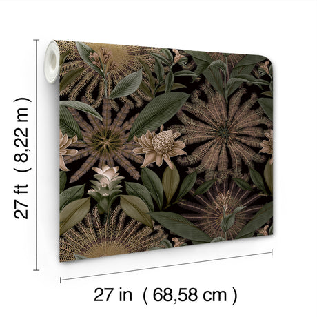 Ronald Redding VR1529 Enchanted Garden Chocolate Tropical Wallpaper