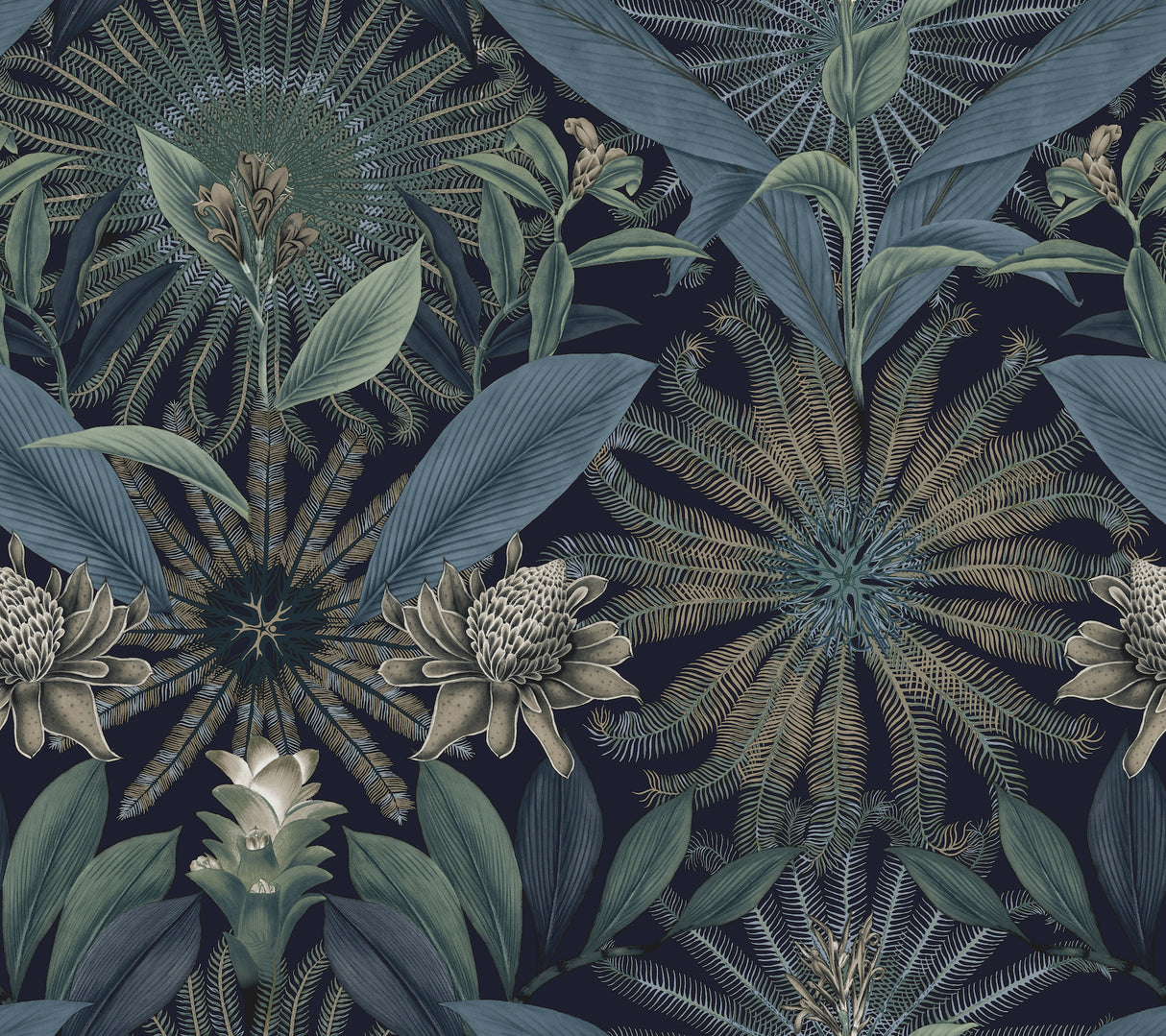 Ronald Redding VR1532 Enchanted Garden Navy Tropical Wallpaper
