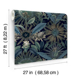 Ronald Redding VR1532 Enchanted Garden Navy Tropical Wallpaper