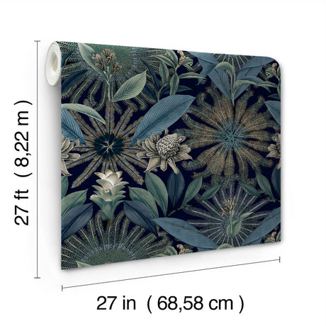 Ronald Redding VR1532 Enchanted Garden Navy Tropical Wallpaper