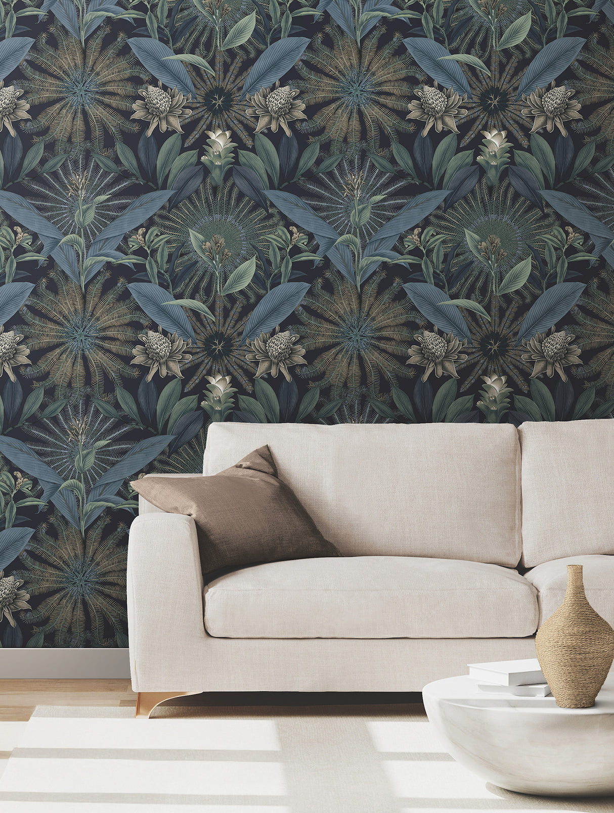 Ronald Redding VR1532 Enchanted Garden Navy Tropical Wallpaper