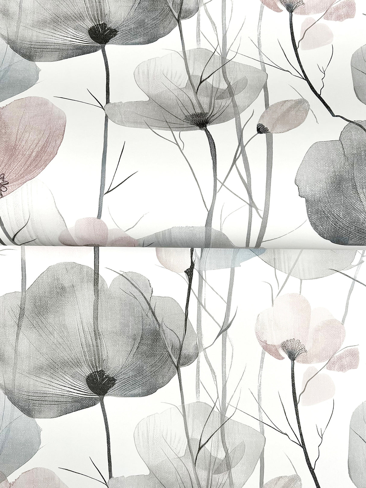 Ronald Redding VR1534 Cotswolds Poppies Grey Floral Wallpaper