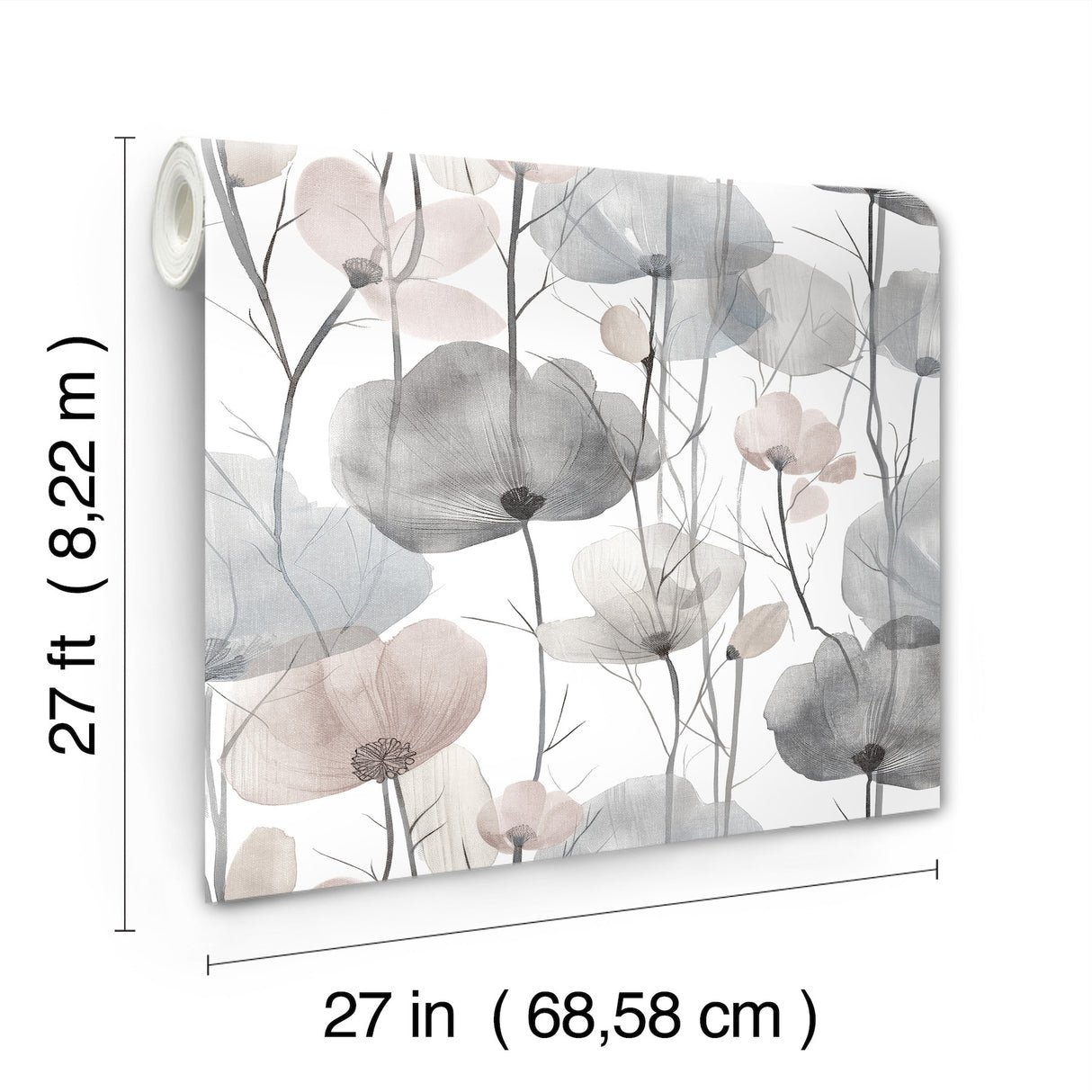 Ronald Redding VR1534 Cotswolds Poppies Grey Floral Wallpaper
