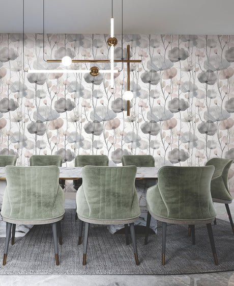 Ronald Redding VR1534 Cotswolds Poppies Grey Floral Wallpape