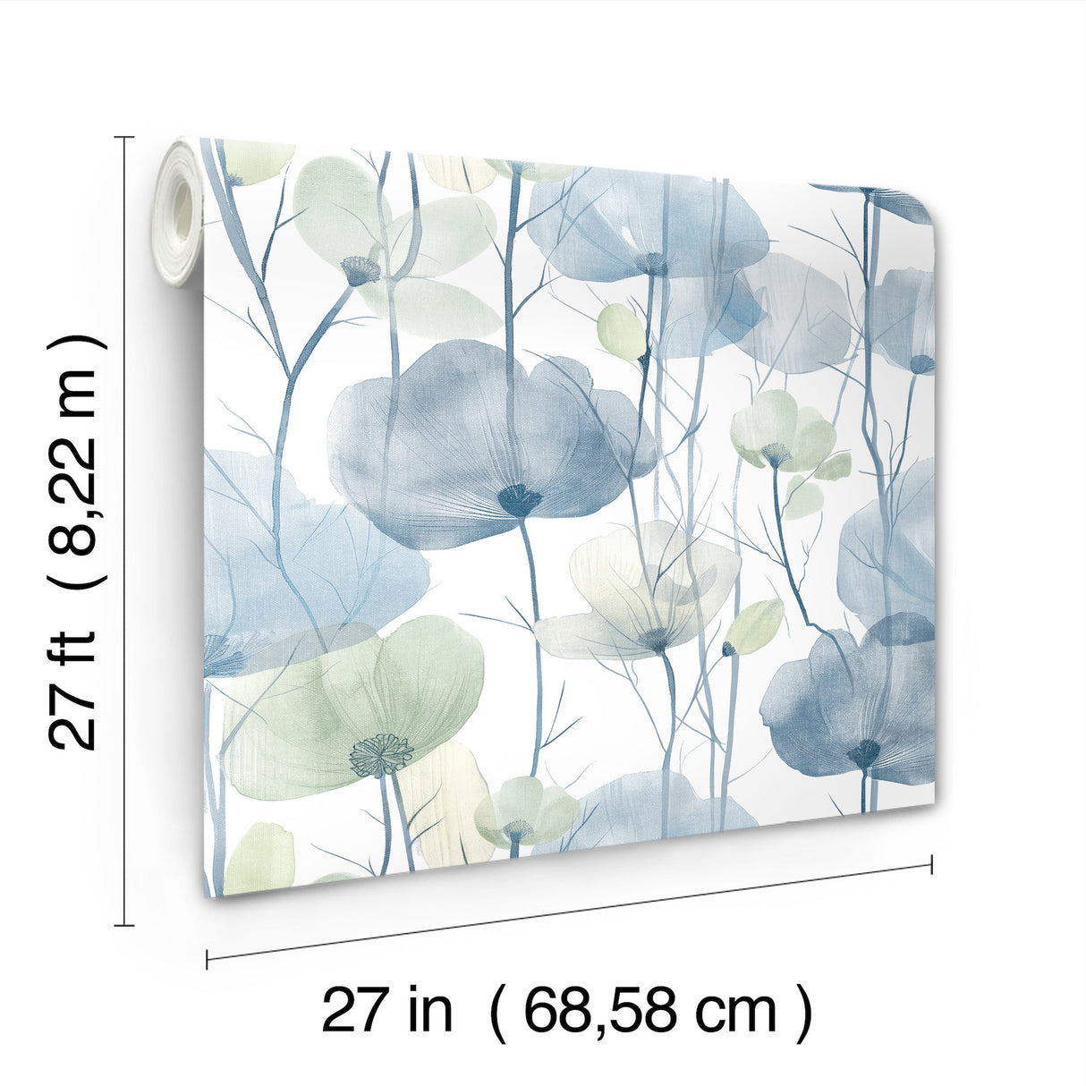 Ronald Redding VR1535 Cotswolds Poppies Blue Floral Wallpaper