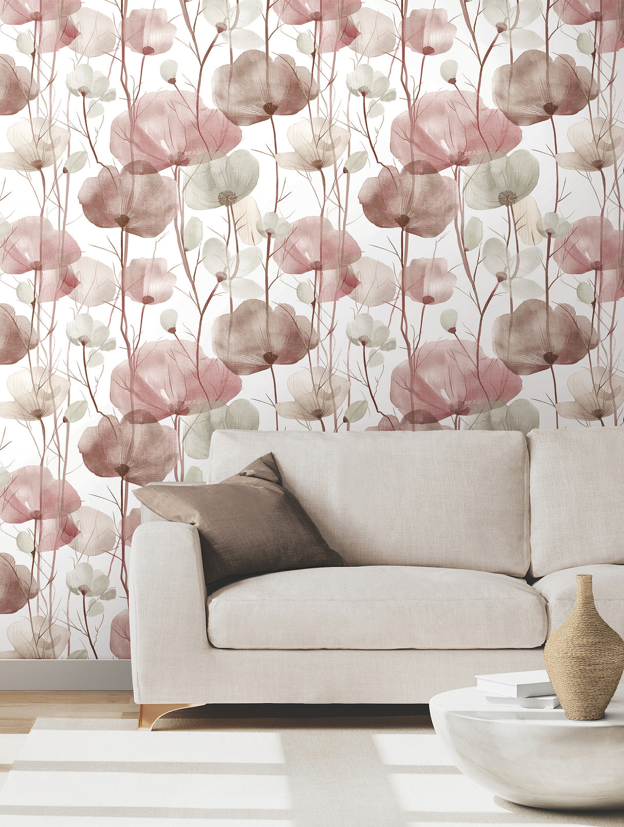 Ronald Redding VR1536 Cotswolds Poppies Red Floral Wallpaper