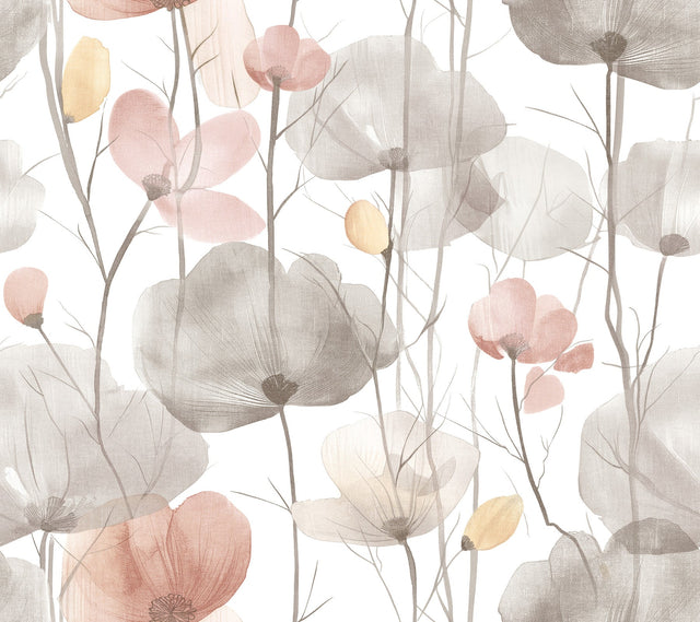 Ronald Redding VR1538 Cotswolds Poppies Pastel Floral Wallpa