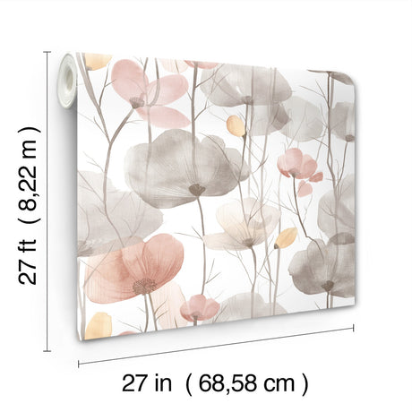 Ronald Redding VR1538 Cotswolds Poppies Pastel Floral Wallpa