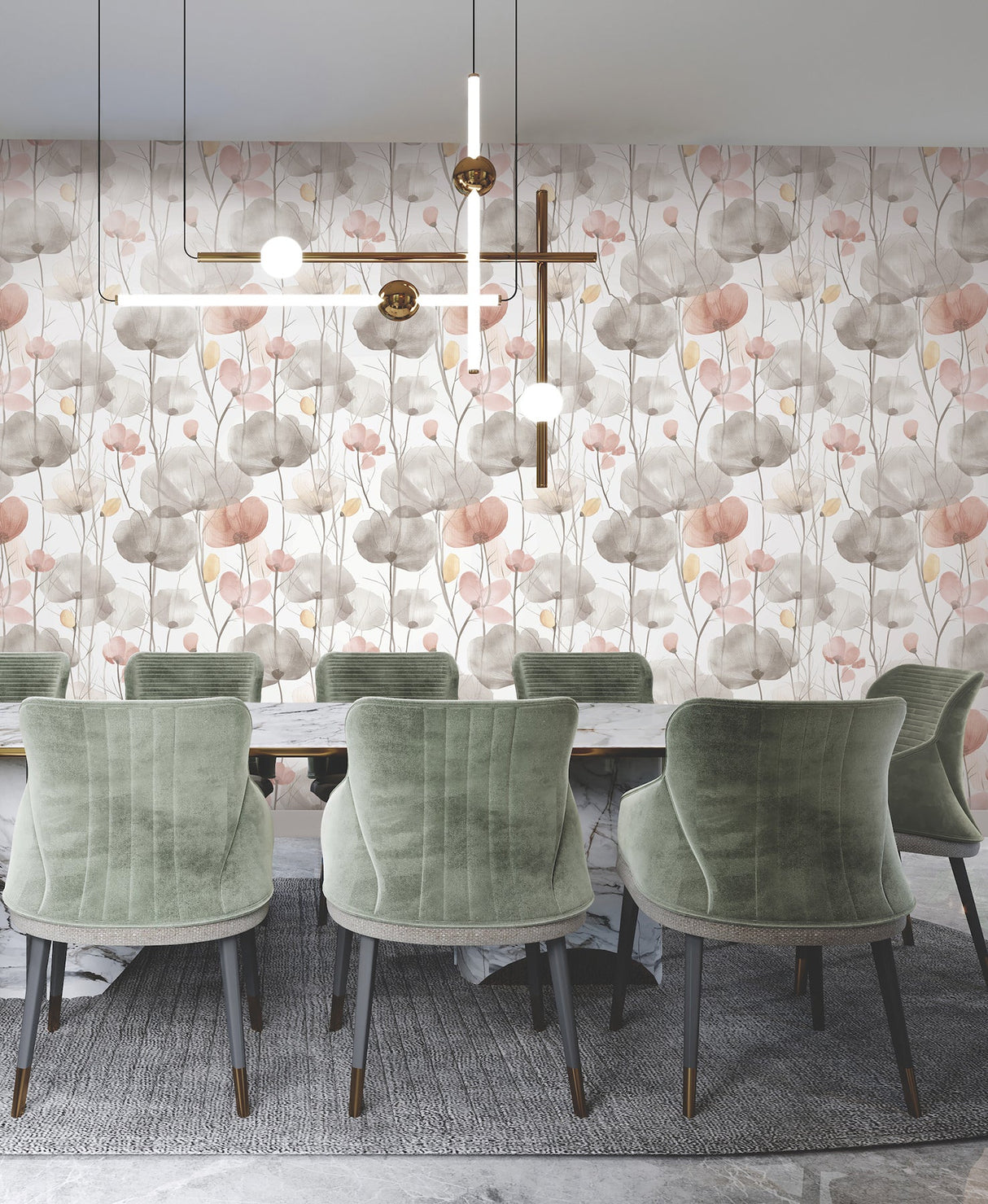 Ronald Redding VR1538 Cotswolds Poppies Pastel Floral Wallpa