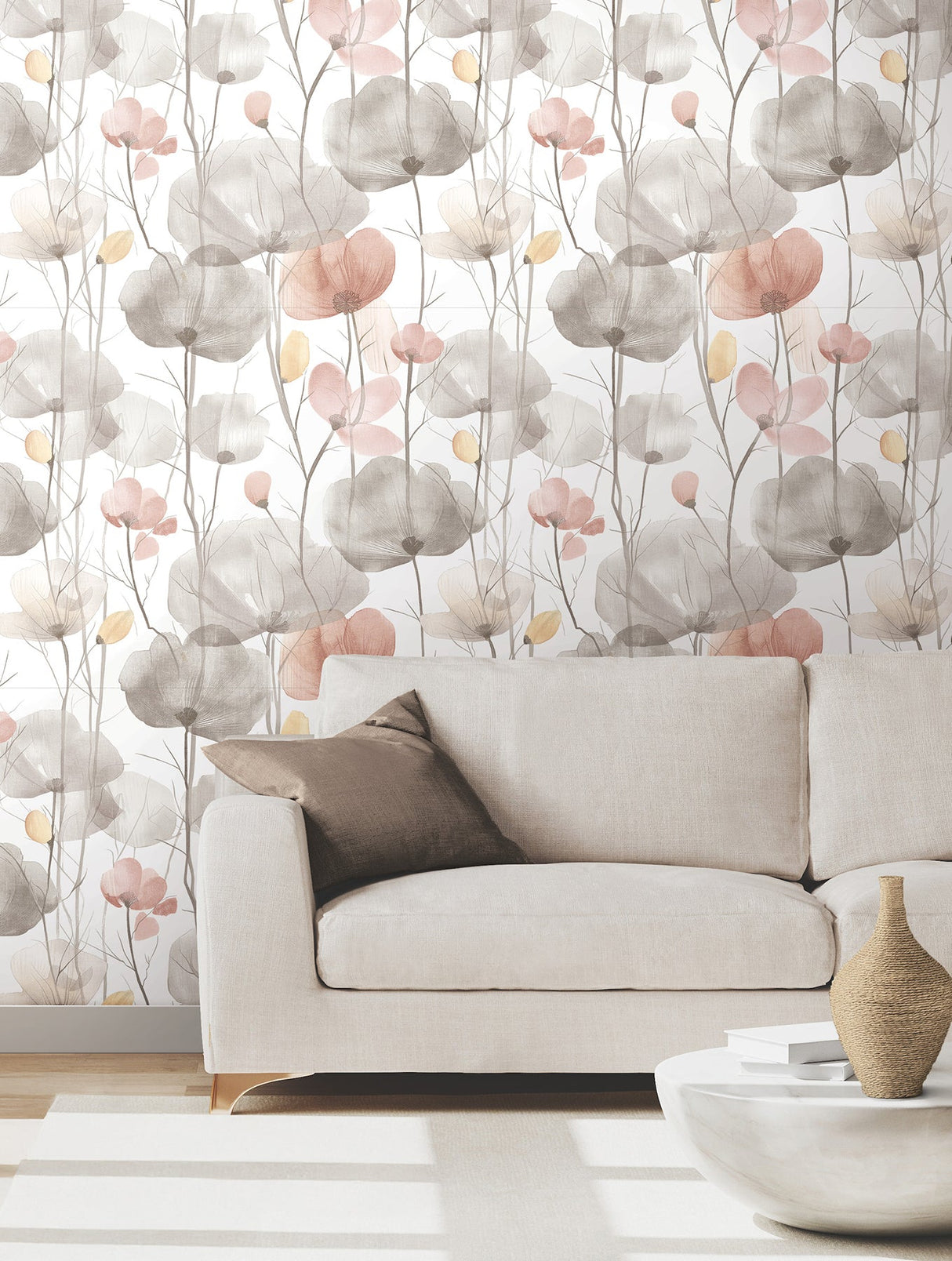 Ronald Redding VR1538 Cotswolds Poppies Pastel Floral Wallpa