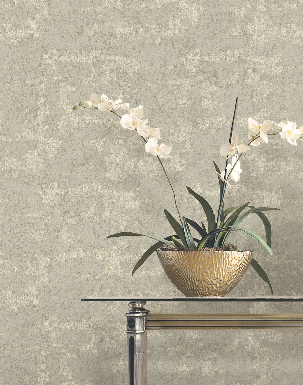 Ronald Redding VR1542 Crystal Cloud Taupe Beaded Wallpaper