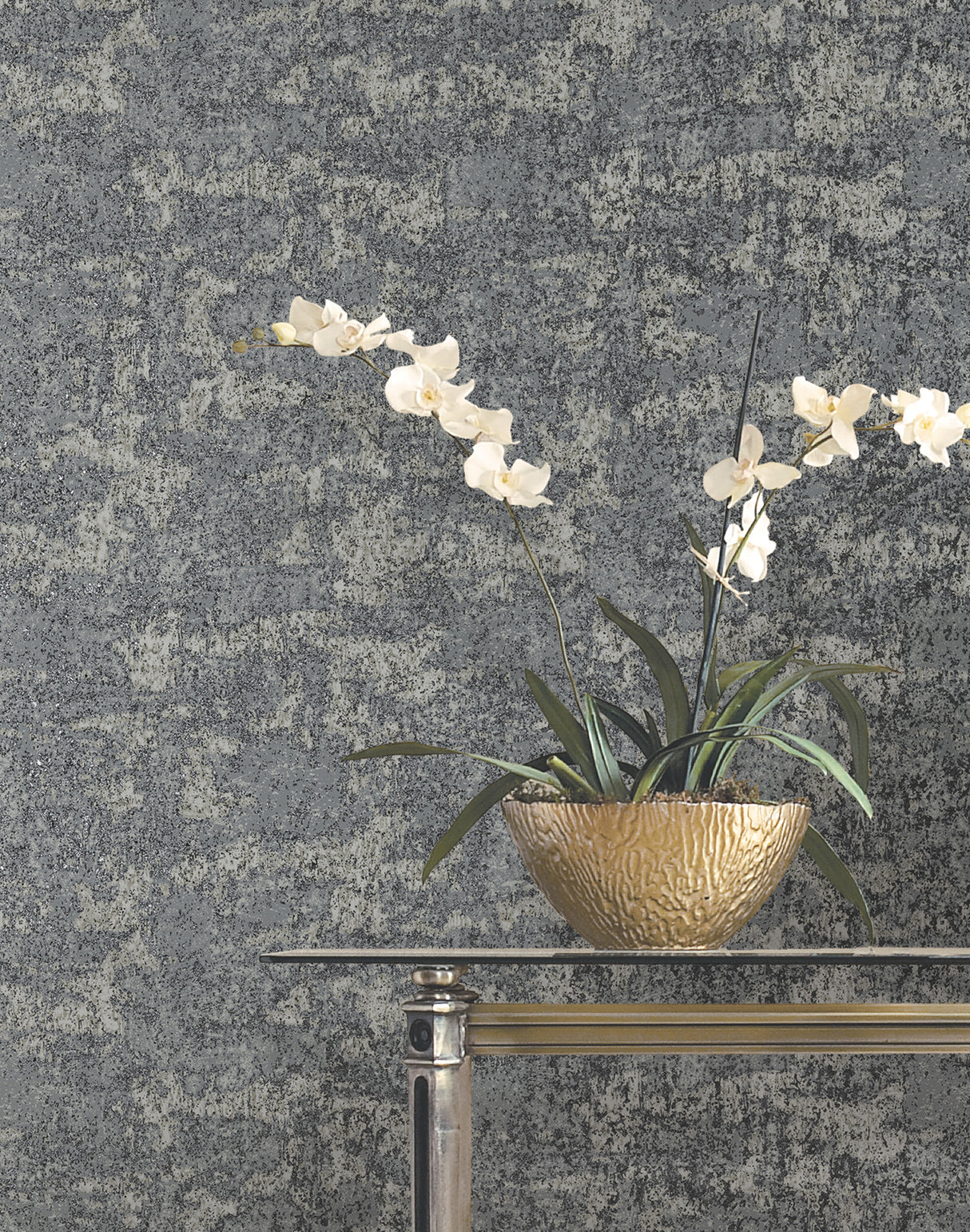 Ronald Redding VR1544 Crystal Cloud Charcoal Beaded Wallpaper