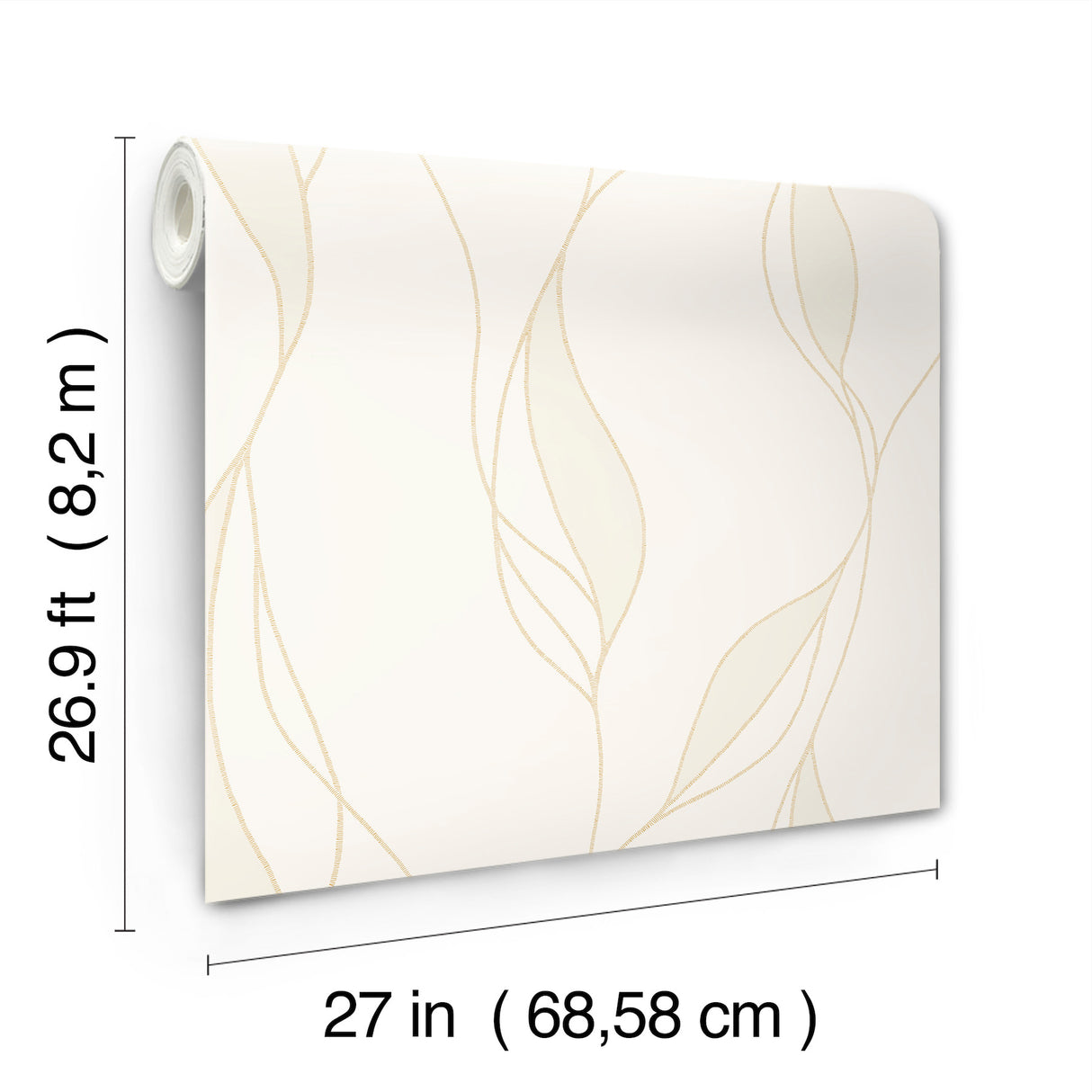 Ronald Redding VR1546 Society Hill White Abstract Leaf Wallpaper