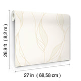 Ronald Redding VR1546 Society Hill White Abstract Leaf Wallpaper