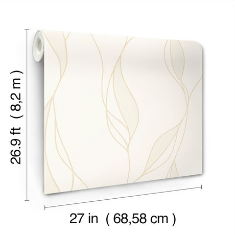 Ronald Redding VR1546 Society Hill White Abstract Leaf Wallpaper