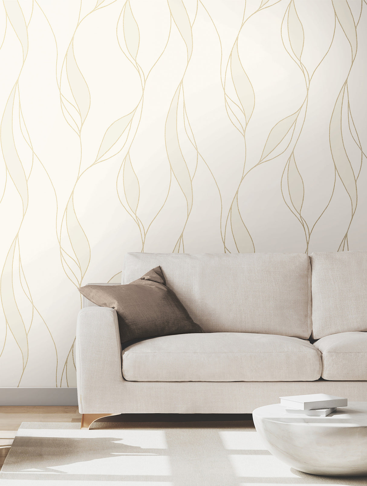 Ronald Redding VR1546 Society Hill White Abstract Leaf Wallpaper