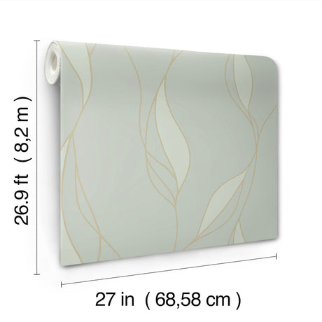 Ronald Redding VR1547 Society Hill Mint Abstract Leaf Wallpaper