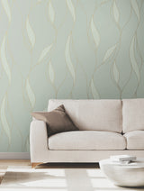Ronald Redding VR1547 Society Hill Mint Abstract Leaf Wallpaper