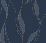 Ronald Redding VR1548 Society Hill Navy Abstract Leaf Wallpaper