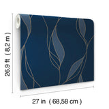 Ronald Redding VR1548 Society Hill Navy Abstract Leaf Wallpaper