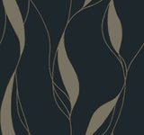 Ronald Redding VR1549 Society Hill Black Abstract Leaf Wallpaper