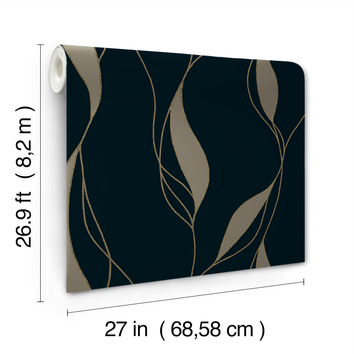 Ronald Redding VR1549 Society Hill Black Abstract Leaf Wallpaper