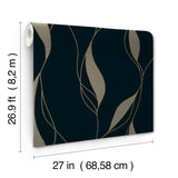 Ronald Redding VR1549 Society Hill Black Abstract Leaf Wallpaper