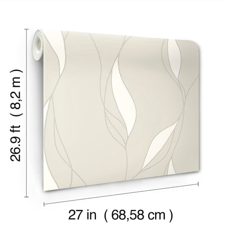 Ronald Redding VR1550 Society Hill Dove Abstract Leaf Wallpaper