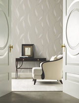 Ronald Redding VR1550 Society Hill Dove Abstract Leaf Wallpaper