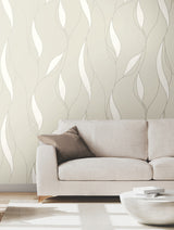 Ronald Redding VR1550 Society Hill Dove Abstract Leaf Wallpaper