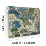 Ronald Redding VR1554 Falling Waters Sapphire Scenic Wallpaper