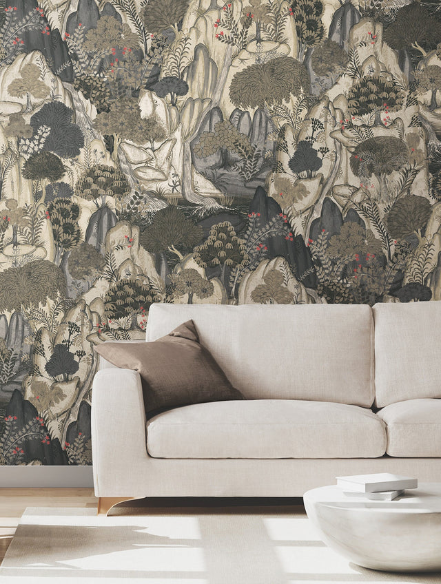 Ronald Redding VR1555 Falling Waters Neutral Scenic Wallpape