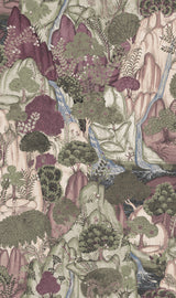 Ronald Redding VR1556 Falling Waters Plum Scenic Wallpaper