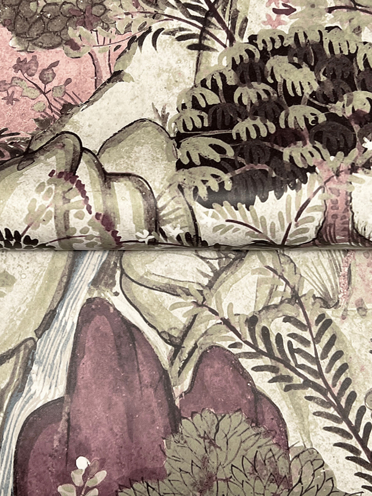 Ronald Redding VR1556 Falling Waters Plum Scenic Wallpaper