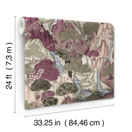 Ronald Redding VR1556 Falling Waters Plum Scenic Wallpaper