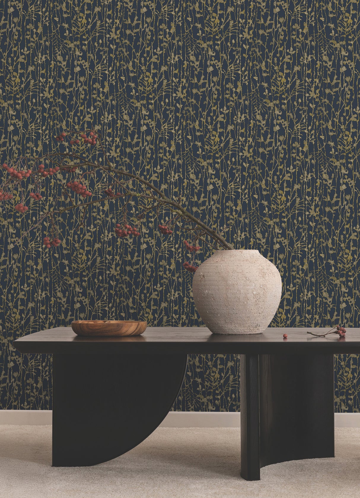 Ronald Redding VR1561 Filigree Navy Abstract Wallpaper