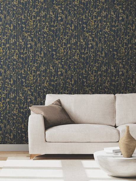 Ronald Redding VR1561 Filigree Navy Abstract Wallpaper