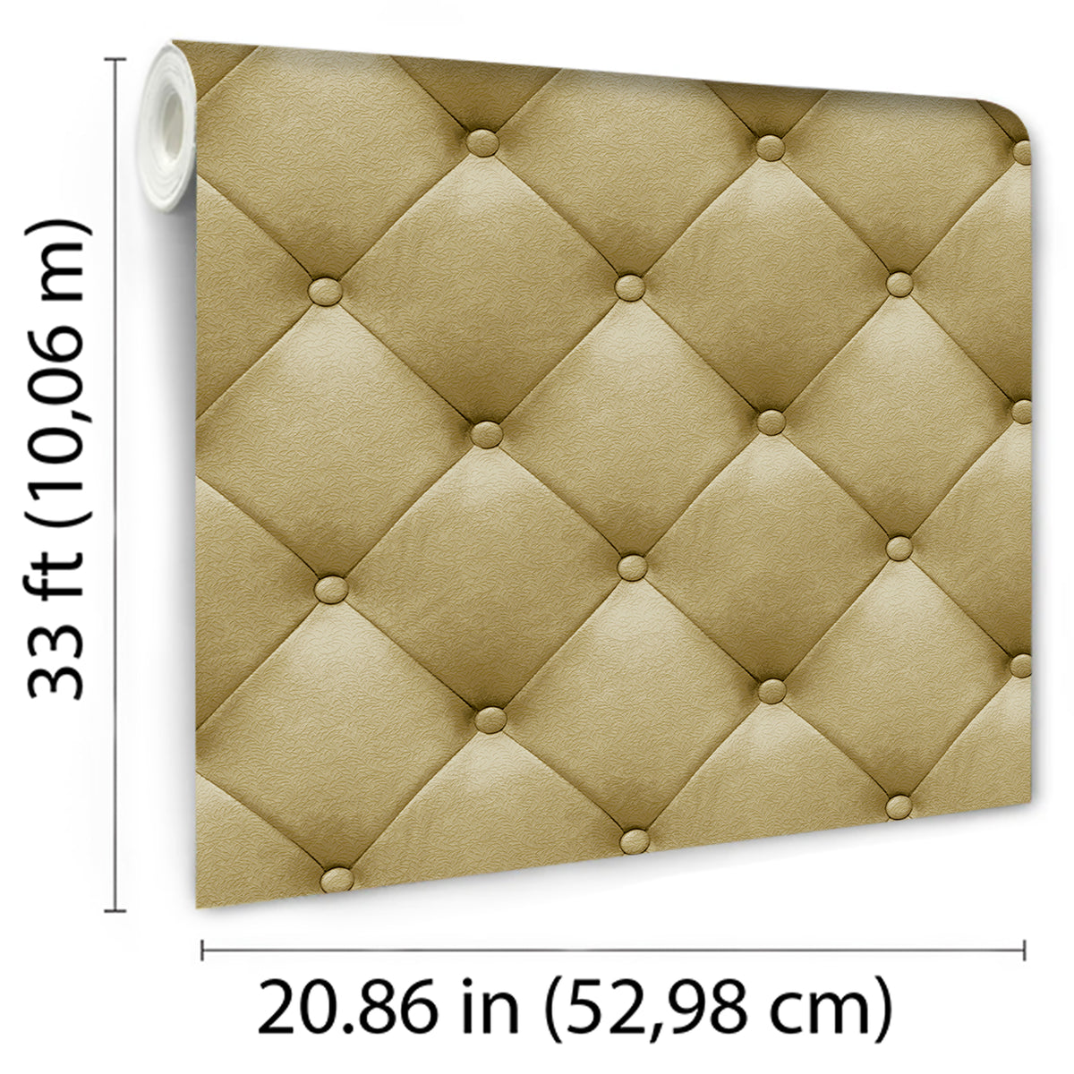 Veer Decor Faux Plush Quilted Diamond Upholstery Gold Wallpa