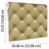 Veer Decor Faux Plush Quilted Diamond Upholstery Gold Wallpa