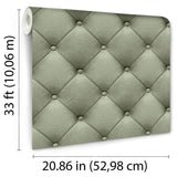 Veer Decor Faux Plush Quilted Diamond Upholstery Green Wallp