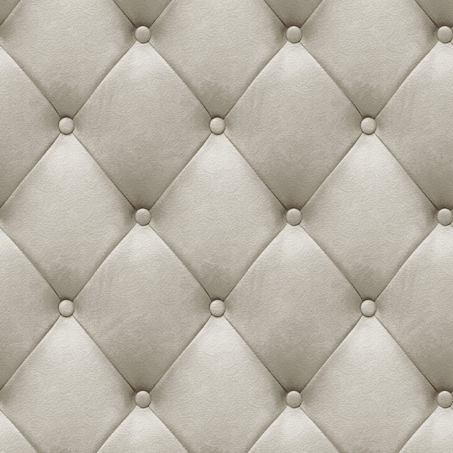 Veer Decor Faux Plush Quilted Diamond Upholstery Beige Wallp