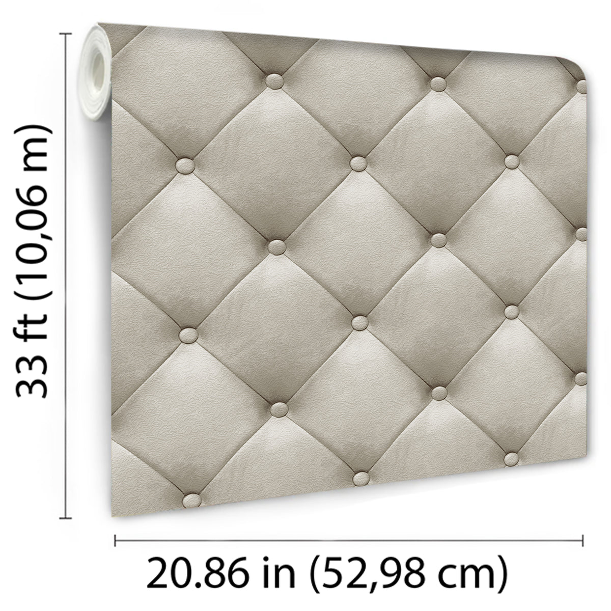 Veer Decor Faux Plush Quilted Diamond Upholstery Beige Wallp