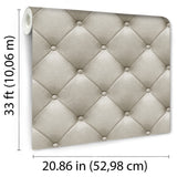 Veer Decor Faux Plush Quilted Diamond Upholstery Beige Wallp